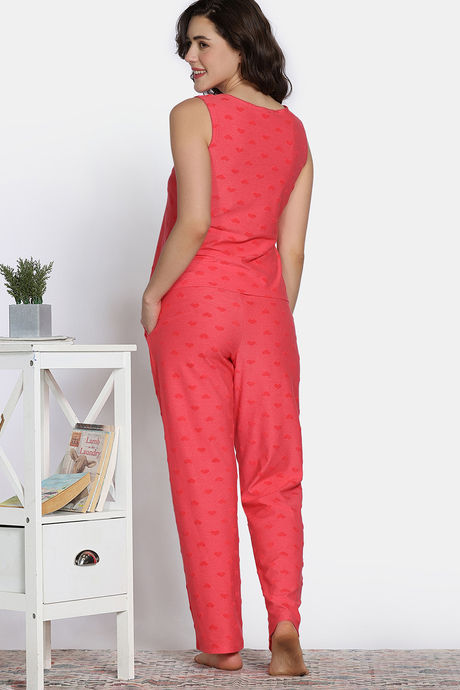 Zivame 2 Mile Fashion Knit Cotton Pyjama Set - Rose of Sharon — image 5